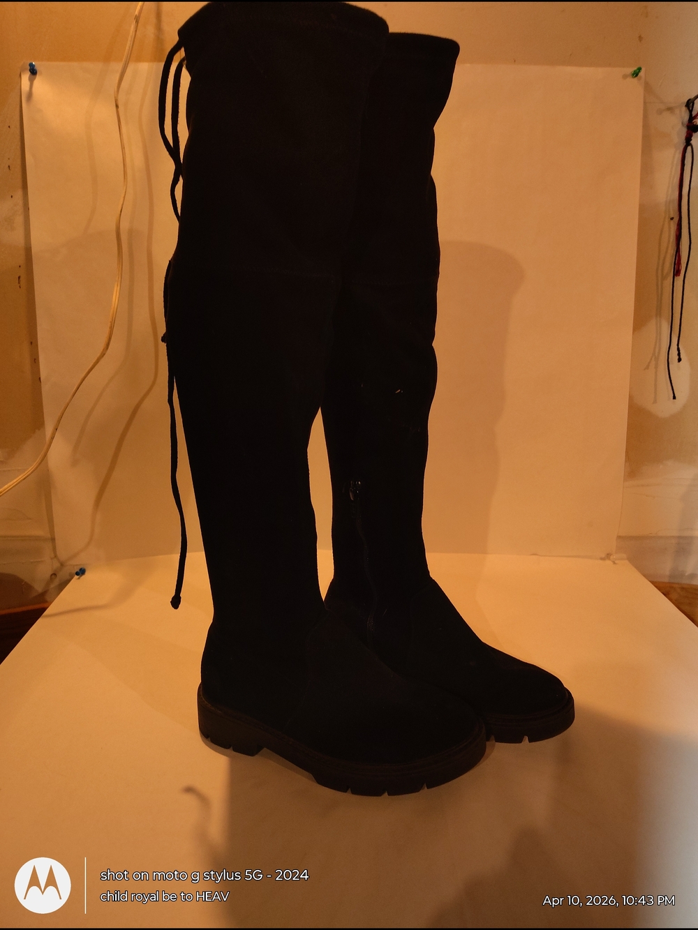 A New Day Pre-owned Black Women's Over-the-Knee Lace-Back Boots 6
